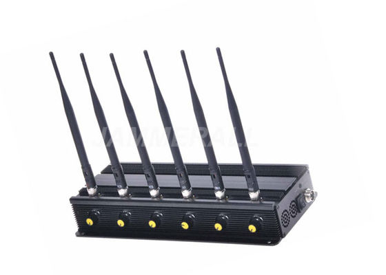 качество  6 Band Desktop Cell Phone Signal Jammer , Adjustable Cellular 3G 4G WiFi Jammer завод